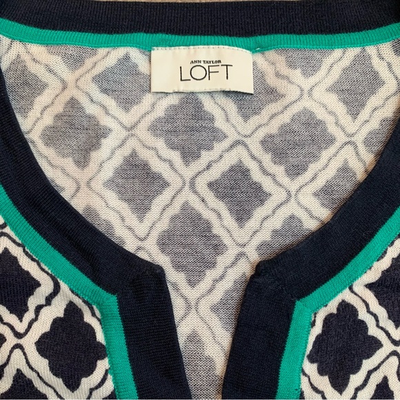 LOFT lightweight sweater with short sleeves, button down shirt top, large - Picture 2 of 5